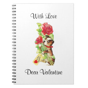 Beautiful Vintage Valentine Boston Terrier Puppy Spiral Notebook