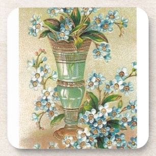 Beautiful Vintage Victorian Forget-Me-Not Coaster