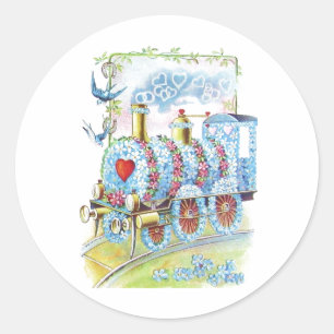 Beautiful Vintage Victorian Valentine Floral Train Classic Round Sticker