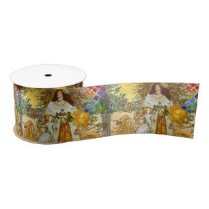Beautiful Vintage Woman Golden Sun Satin Ribbon