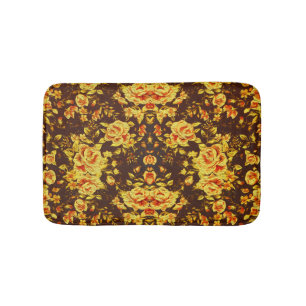 Beautiful vintage yellow flowers   bath mat