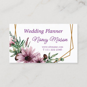 Beautiful Violet Flowers Wedding Planner Business Card