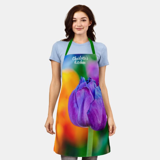 Beautiful Violet Tulip Flower Apron (Worn)