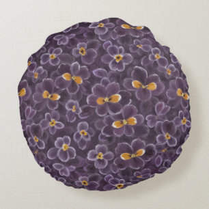 Beautiful Violets Round Cushion