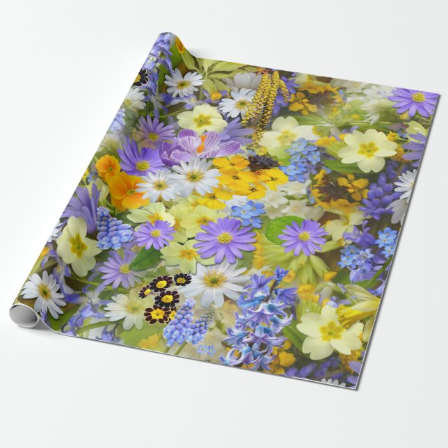Beautiful Vivid Floral Design Wrapping Paper (Unrolled)