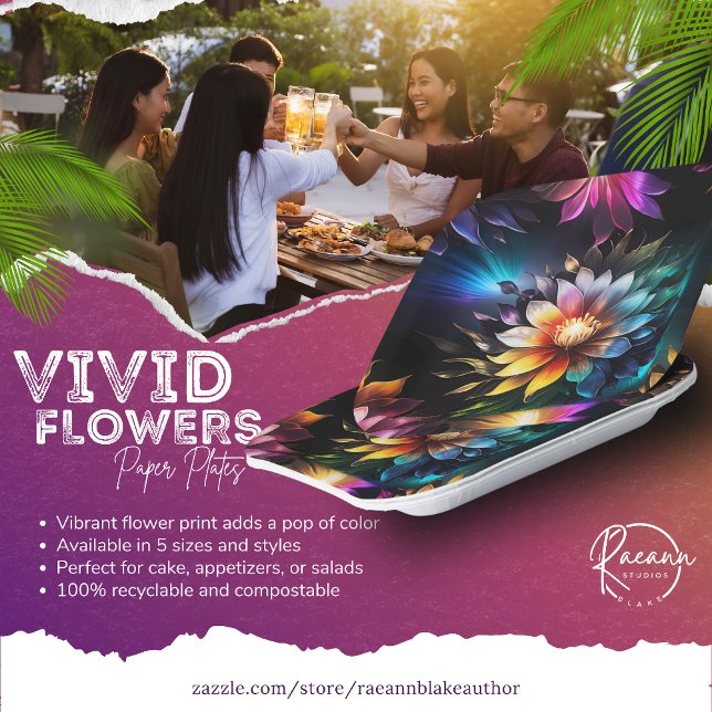 Beautiful Vivid Flowers Paper Plate (Creator Uploaded)
