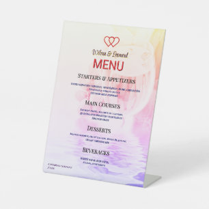 Beautiful vivid Wedding table Menu Pedestal Sign