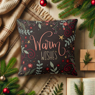 Beautiful Warm Wishes Holiday Brown Pillow