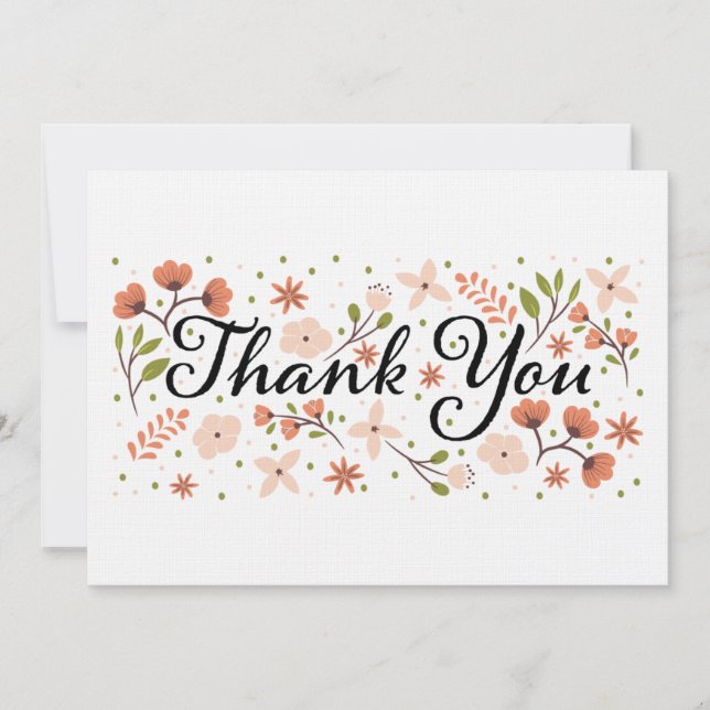 Beautiful,water colour,floral pink,thank you card (Front)