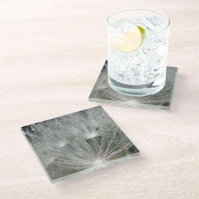 Beautiful water droplets glass coaster (Angled)