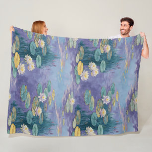 Beautiful Water Lilies Monet Art Fleece Blanket
