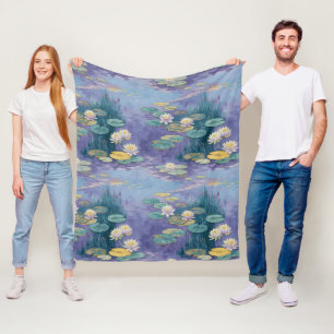 Beautiful Water Lilies Monet Art Fleece Blanket