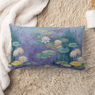 Beautiful Water Lilies Monet Art Lumbar Cushion