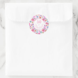 Beautiful Watercolor 50 and Fabulous Classic Round Sticker