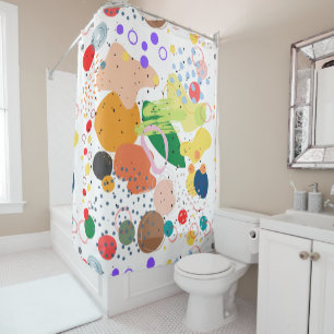 Beautiful watercolor abstract colourful white pink shower curtain