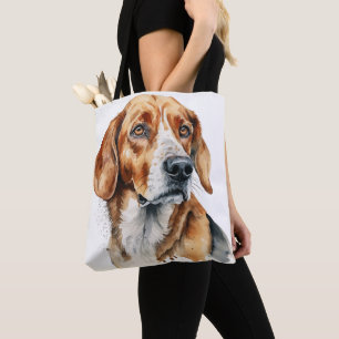 BEAUTIFUL WATERCOLOR AMERICAN FOXHOUND DOG TOTE BAG