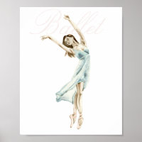 Beautiful Watercolor Ballerina White, Ballet