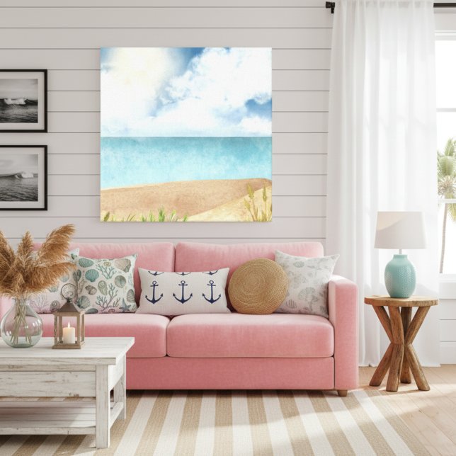 Beautiful Watercolor Beach Scene Canvas Print (Creator Uploaded)