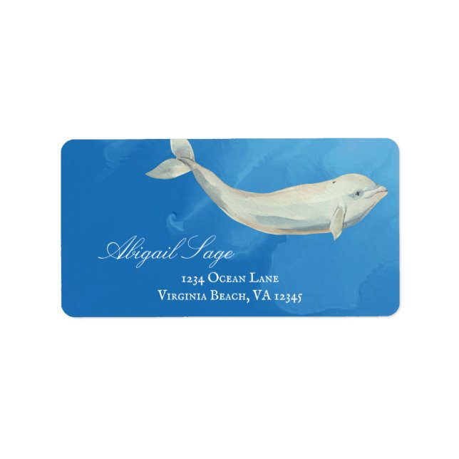 Beautiful Watercolor Beluga Whale Address Label (Front)