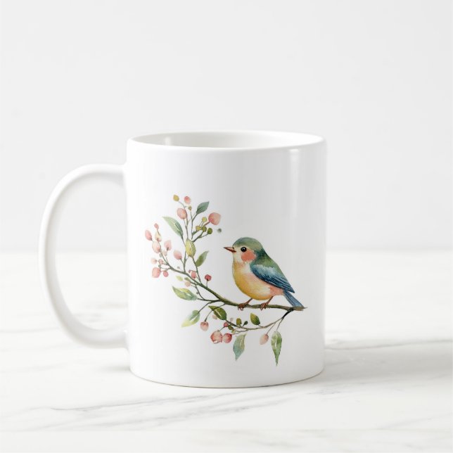 Beautiful Watercolor Bird Coffee Mug (Left)