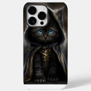 BEAUTIFUL WATERCOLOR BLACK CAT WITH GOLD VEIL iPhone 14 PRO MAX CASE