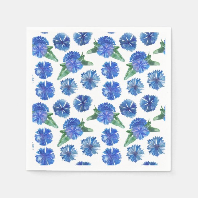 Beautiful watercolor blue cornflowers napkin (Front)