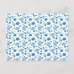 Beautiful Watercolor Blue cornflowers Postcard