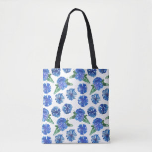 Beautiful watercolor blue cornflowers tote bag