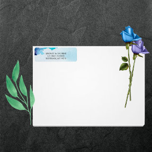 Beautiful Watercolor Blue Wedding Return Address