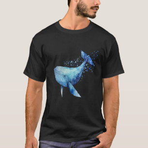Beautiful Watercolor Blue Whale Portrait T-Shirt