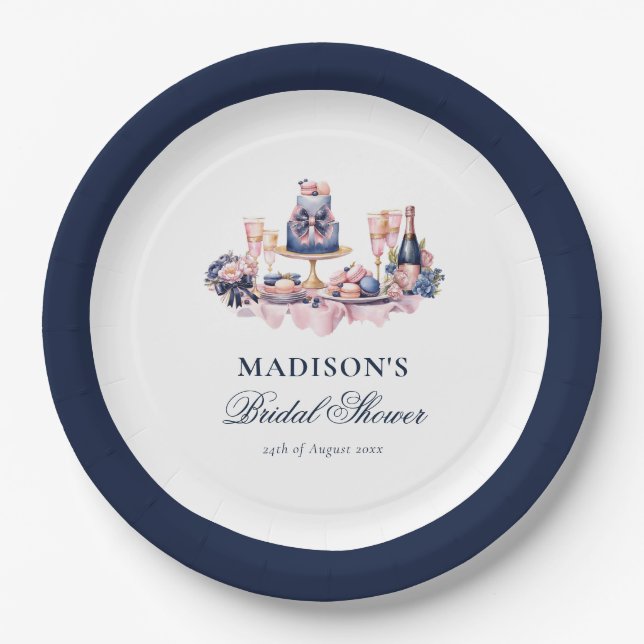 Beautiful watercolor Bridal Shower Personalised Paper Plate (Front)