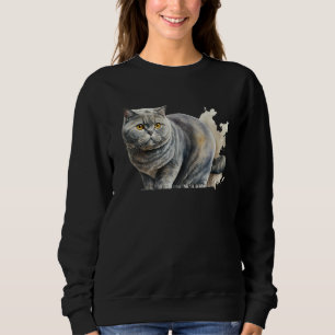 Beautiful Watercolor British Shorthair Portrait Sweatshirt