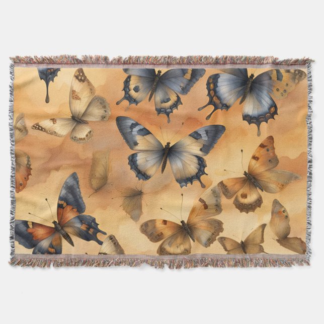 Beautiful Watercolor Butterflies  Throw Blanket (Front)