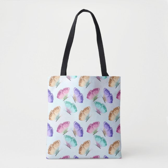 Beautiful Watercolor Butterfly Pattern Tote Bag (Front)