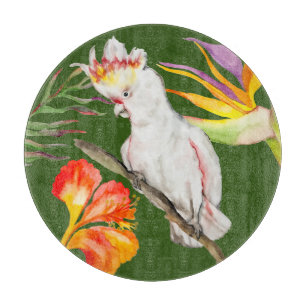  Beautiful watercolor cacatau parrot hand drawing Cutting Board