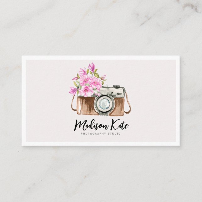 Beautiful Watercolor Camera Business Cards (Front)