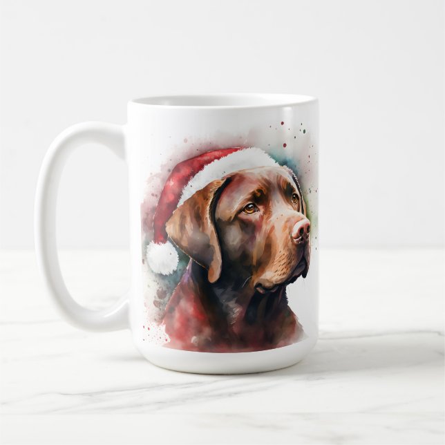 BEAUTIFUL WATERCOLOR CHOCOLATE LABRADOR COFFEE MUG (Left)