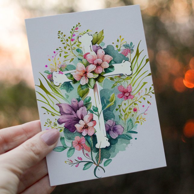 Beautiful Watercolor Christian Cross Holiday Card (Creator Uploaded)