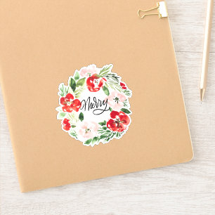 Beautiful Watercolor Christmas wreath Merry
