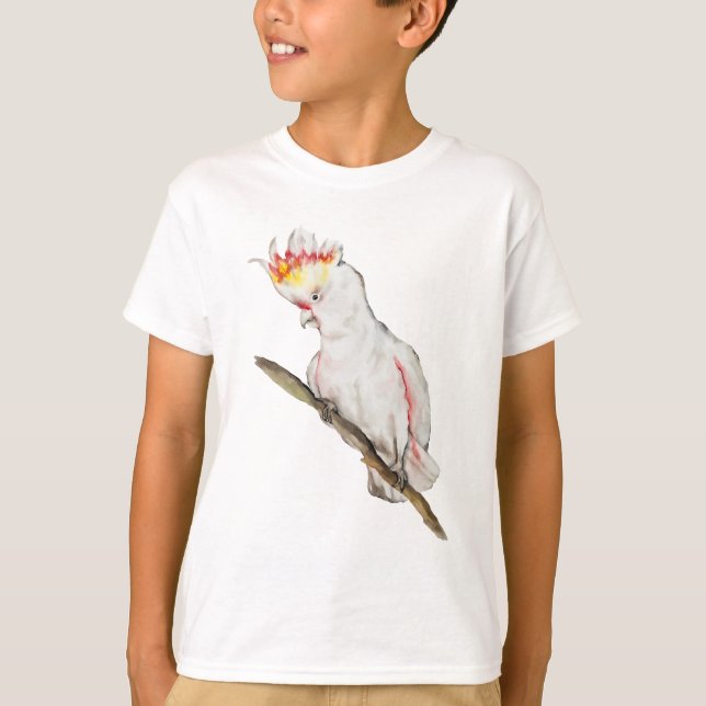 Beautiful watercolor cockatoo parrot hand drawing T-Shirt (Front)
