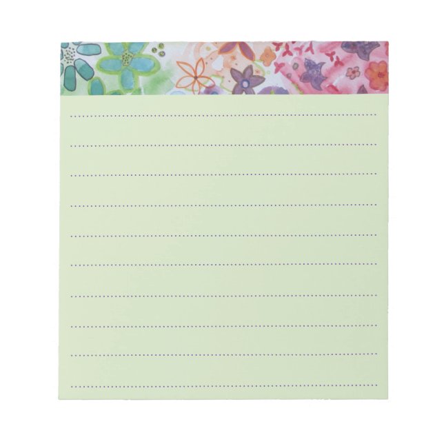 Beautiful Watercolor Colourful Flowers Lined Notepad (Front)