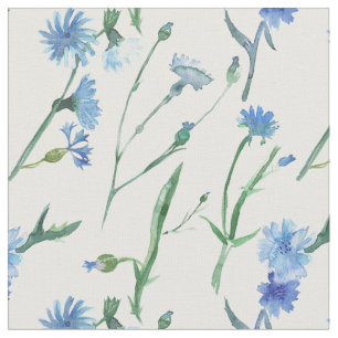Beautiful watercolor cornflowers fabric