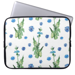 Beautiful watercolor cornflowers pattern laptop sleeve