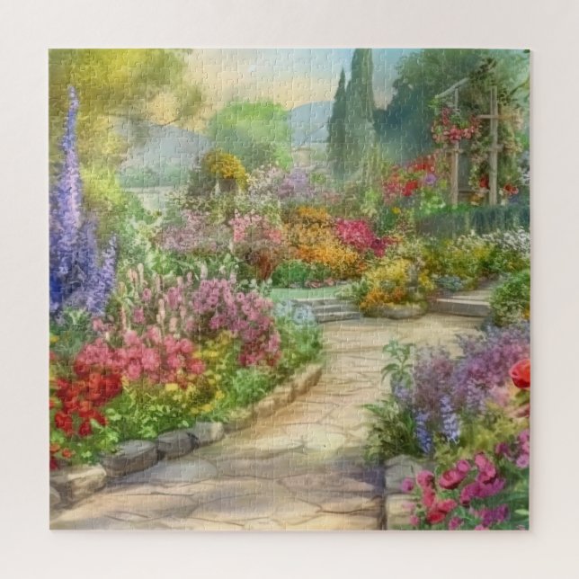 Beautiful Watercolor Country Garden Jigsaw Puzzle (Vertical)