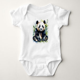Beautiful Watercolor Cute Cuddly Panda Bear  Baby Bodysuit