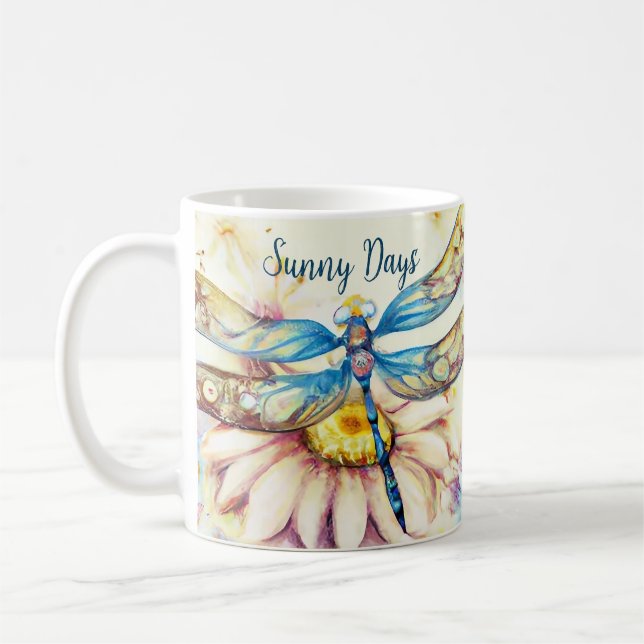 Beautiful Watercolor Dragonfly,  Coffee Mug (Left)