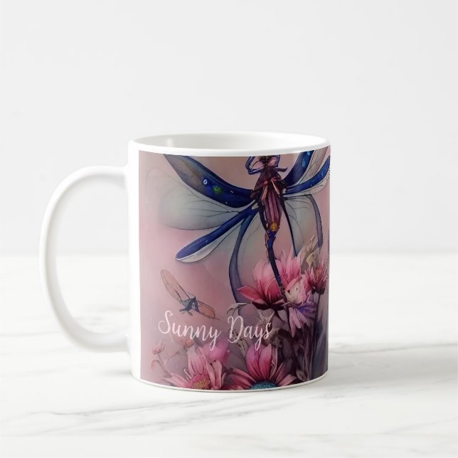 Beautiful Watercolor Dragonfly,  Coffee Mug (Left)