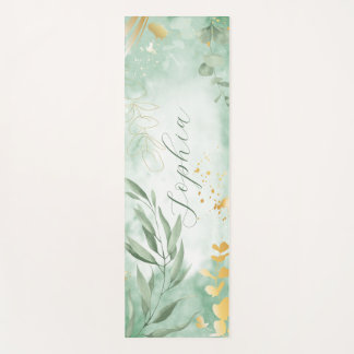 Beautiful Watercolor Eucalypt Name Yoga Mat