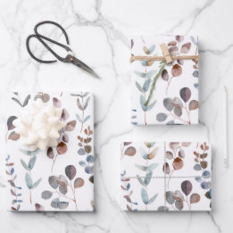 Beautiful Watercolor Eucalyptus Leaves  Wrapping Paper Sheet
