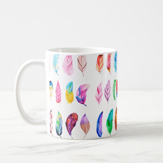 Beautiful Watercolor Feather Collection Coffee Mug (Left)